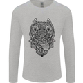 Pitbull Mandala Art Dog Lover Mens Long Sleeve T-Shirt Sports Grey