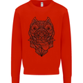 Pitbull Mandala Art Dog Lover Mens Sweatshirt Jumper Bright Red