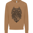 Pitbull Mandala Art Dog Lover Mens Sweatshirt Jumper Caramel Latte