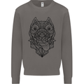 Pitbull Mandala Art Dog Lover Mens Sweatshirt Jumper Charcoal