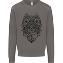 Pitbull Mandala Art Dog Lover Mens Sweatshirt Jumper Charcoal
