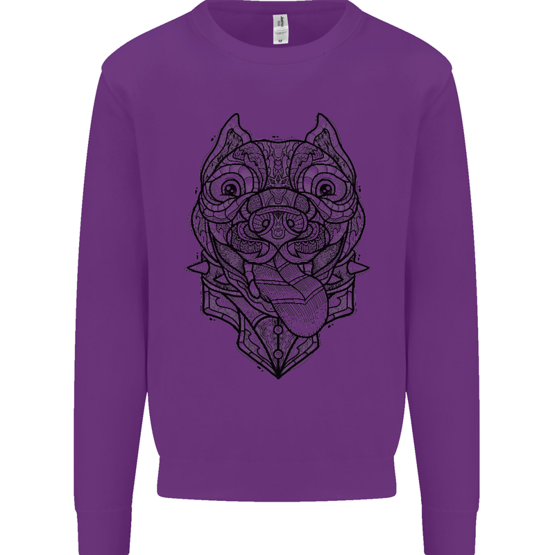 Pitbull Mandala Art Dog Lover Mens Sweatshirt Jumper Purple