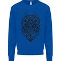 Pitbull Mandala Art Dog Lover Mens Sweatshirt Jumper Royal Blue