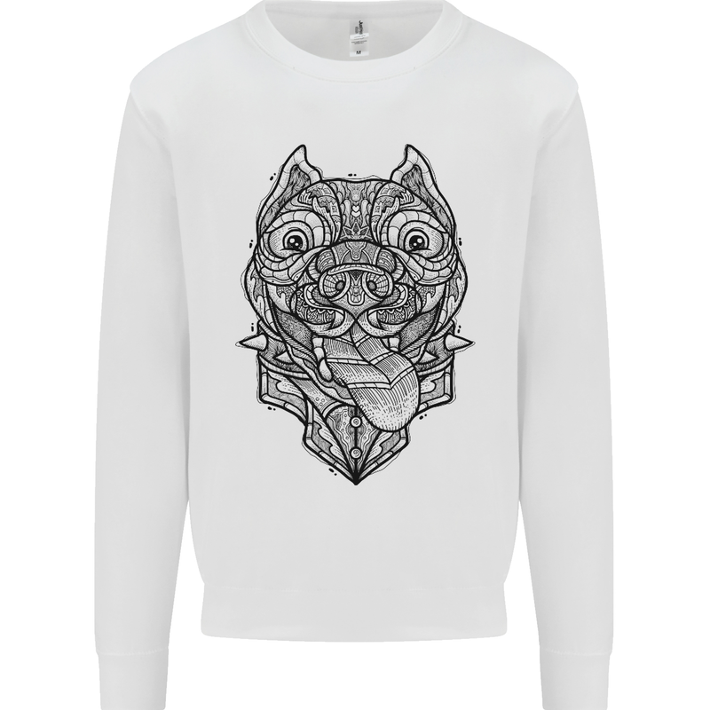 Pitbull Mandala Art Dog Lover Mens Sweatshirt Jumper White