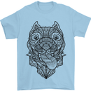 Pitbull Mandala Art Dog Lover Mens T-Shirt Cotton Gildan Light Blue