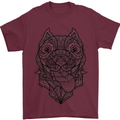Pitbull Mandala Art Dog Lover Mens T-Shirt Cotton Gildan Maroon