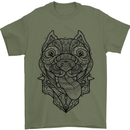 Pitbull Mandala Art Dog Lover Mens T-Shirt Cotton Gildan Military Green
