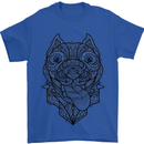Pitbull Mandala Art Dog Lover Mens T-Shirt Cotton Gildan Royal Blue
