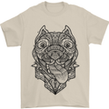 Pitbull Mandala Art Dog Lover Mens T-Shirt Cotton Gildan Sand