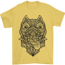 Pitbull Mandala Art Dog Lover Mens T-Shirt Cotton Gildan Yellow