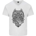 Pitbull Mandala Art Dog Lover Mens V-Neck Cotton T-Shirt White