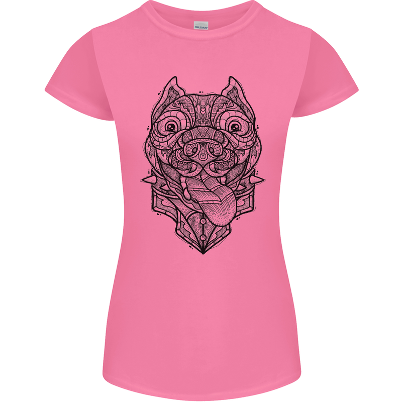 Pitbull Mandala Art Dog Lover Womens Petite Cut T-Shirt Azalea