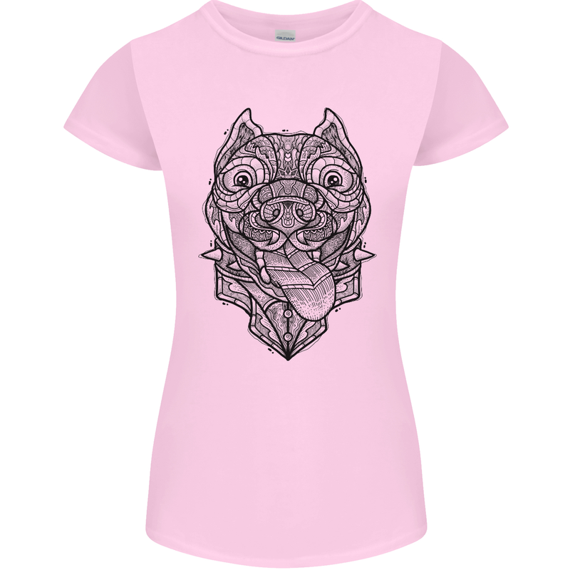 Pitbull Mandala Art Dog Lover Womens Petite Cut T-Shirt Light Pink