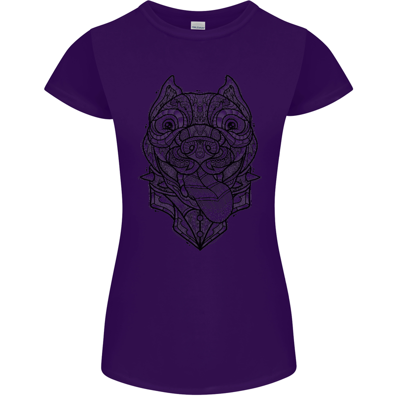 Pitbull Mandala Art Dog Lover Womens Petite Cut T-Shirt Purple