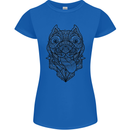 Pitbull Mandala Art Dog Lover Womens Petite Cut T-Shirt Royal Blue