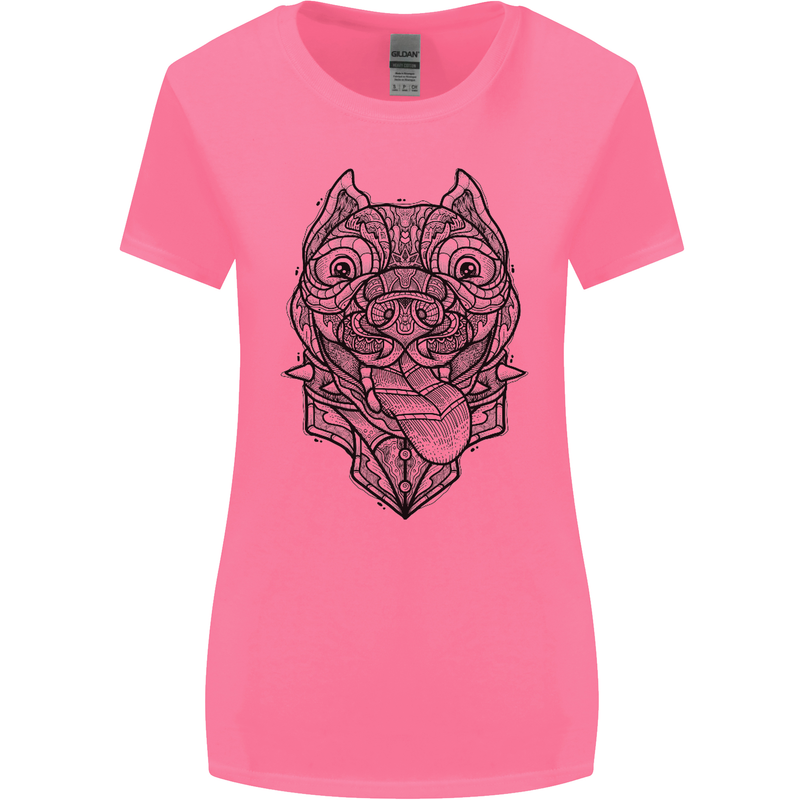 Pitbull Mandala Art Dog Lover Womens Wider Cut T-Shirt Azalea