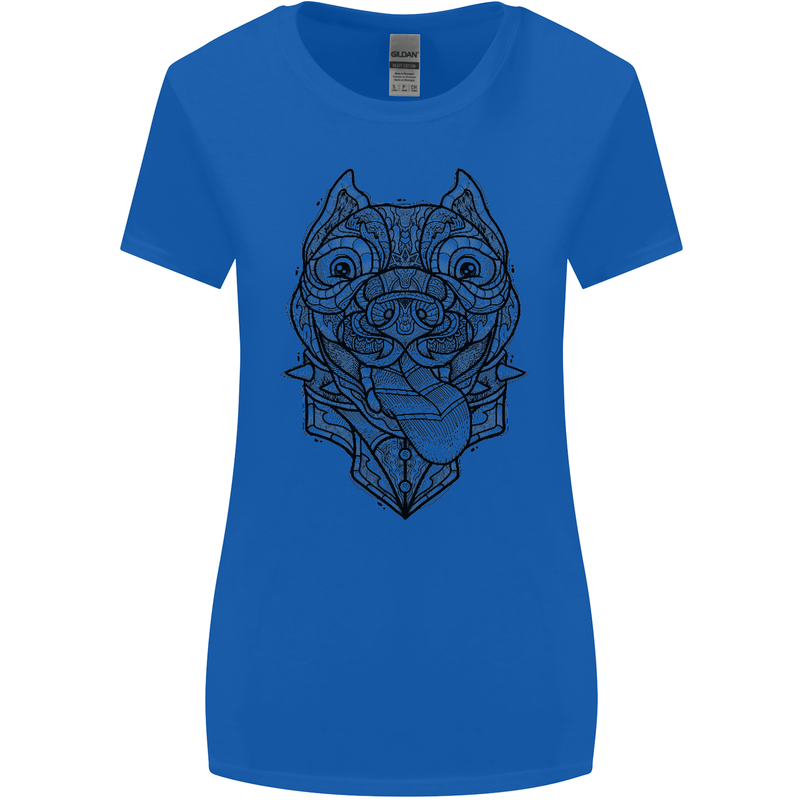 Pitbull Mandala Art Dog Lover Womens Wider Cut T-Shirt Royal Blue