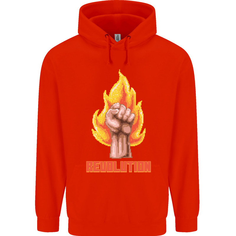 Pixelated Revolution Anarchy Anarchist 99% Childrens Kids Hoodie Bright Red