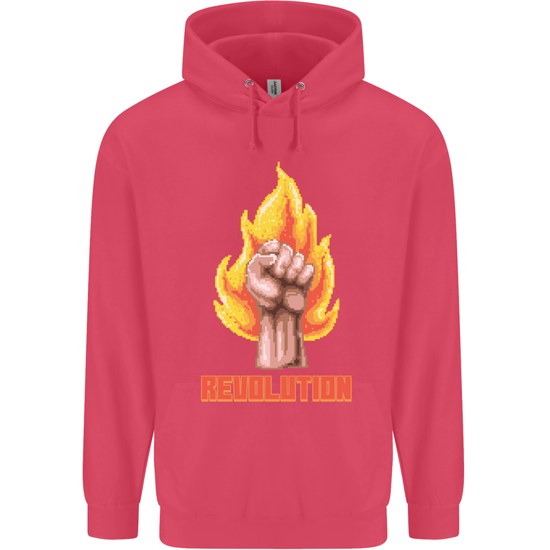 Pixelated Revolution Anarchy Anarchist 99% Childrens Kids Hoodie Heliconia