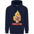 Pixelated Revolution Anarchy Anarchist 99% Childrens Kids Hoodie Navy Blue