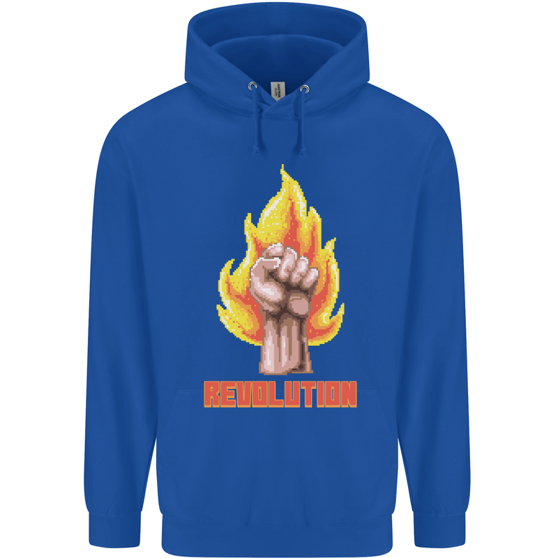Pixelated Revolution Anarchy Anarchist 99% Childrens Kids Hoodie Royal Blue