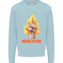 Pixelated Revolution Anarchy Anarchist 99% Kids Sweatshirt Jumper Light Blue