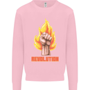 Pixelated Revolution Anarchy Anarchist 99% Kids Sweatshirt Jumper Light Pink