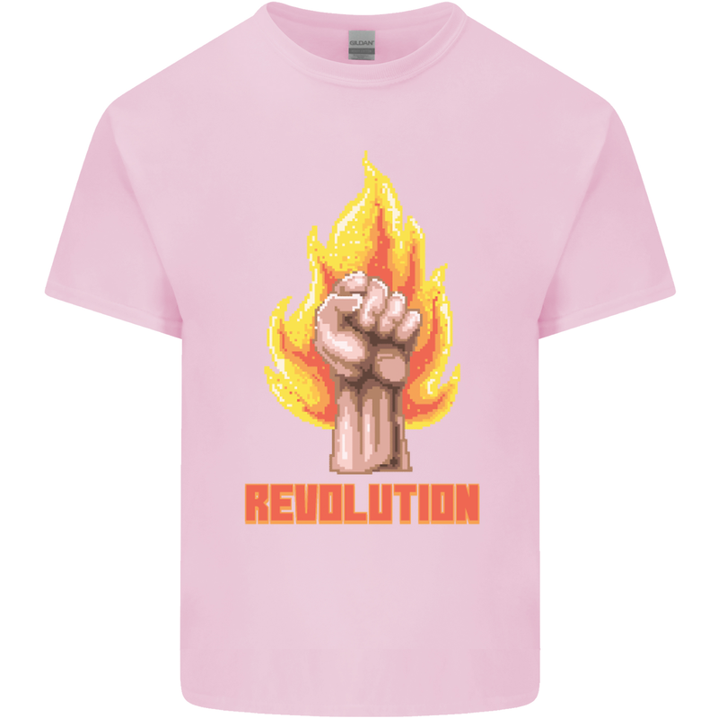 Pixelated Revolution Anarchy Anarchist 99% Mens Cotton T-Shirt Tee Top Light Pink