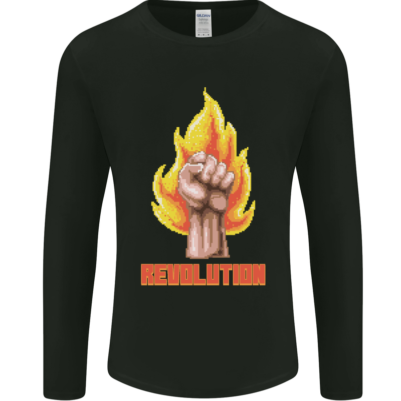 Pixelated Revolution Anarchy Anarchist 99% Mens Long Sleeve T-Shirt Black