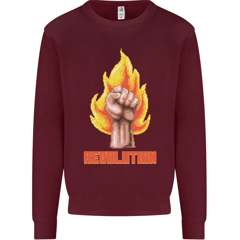 Pixelated Revolution Anarchy Anarchist 99% Mens Sweatshirt Jumper Maroon