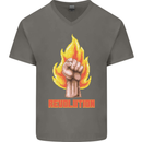 Pixelated Revolution Anarchy Anarchist 99% Mens V-Neck Cotton T-Shirt Charcoal