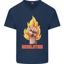 Pixelated Revolution Anarchy Anarchist 99% Mens V-Neck Cotton T-Shirt Navy Blue