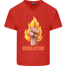 Pixelated Revolution Anarchy Anarchist 99% Mens V-Neck Cotton T-Shirt Red