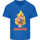 Pixelated Revolution Anarchy Anarchist 99% Mens V-Neck Cotton T-Shirt Royal Blue