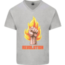 Pixelated Revolution Anarchy Anarchist 99% Mens V-Neck Cotton T-Shirt Sports Grey