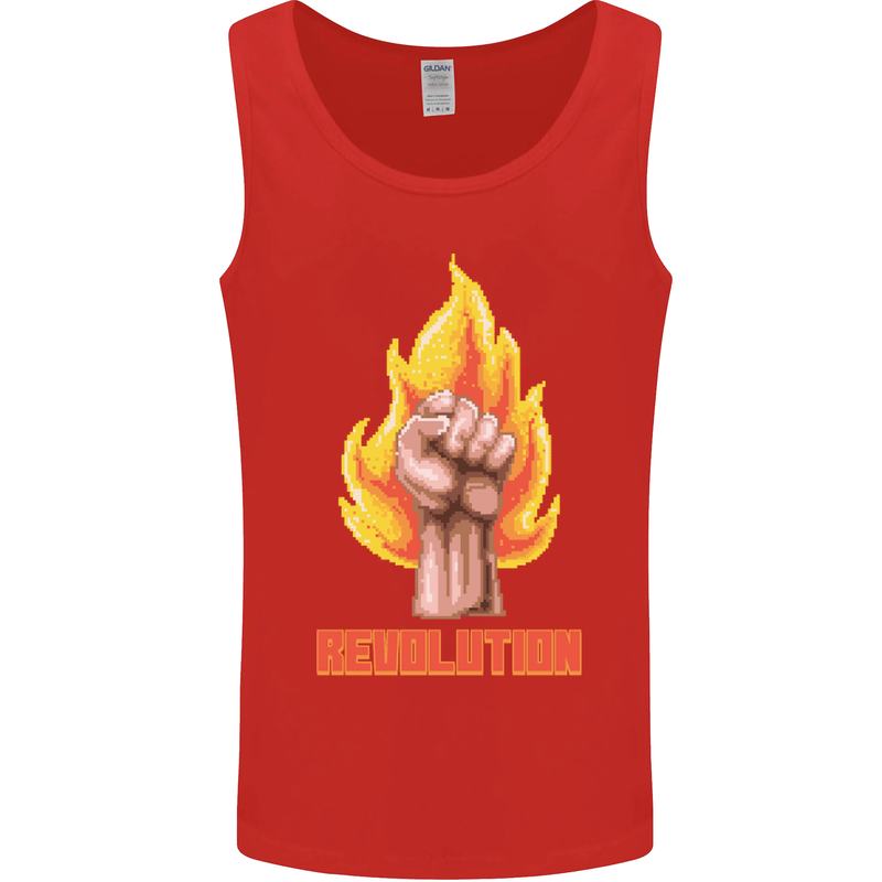 Pixelated Revolution Anarchy Anarchist 99% Mens Vest Tank Top Red
