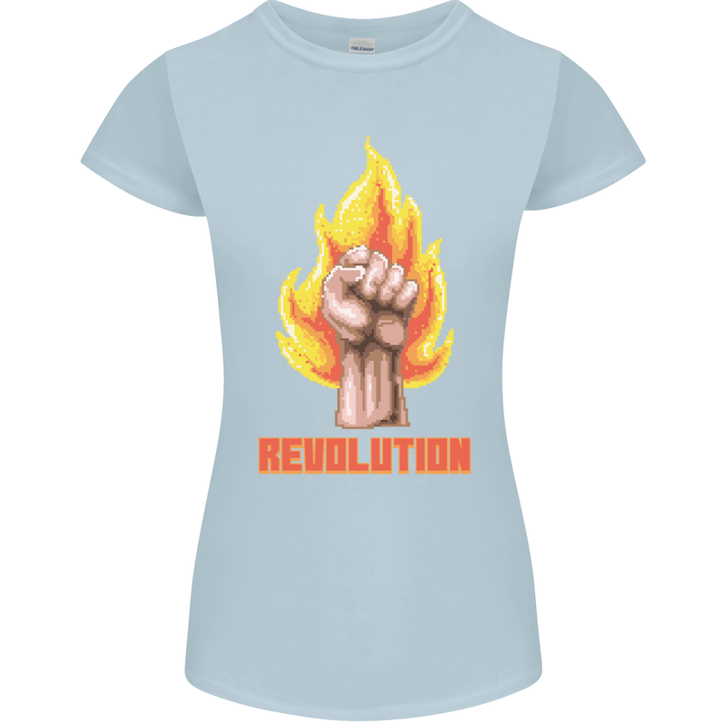Pixelated Revolution Anarchy Anarchist 99% Womens Petite Cut T-Shirt Light Blue