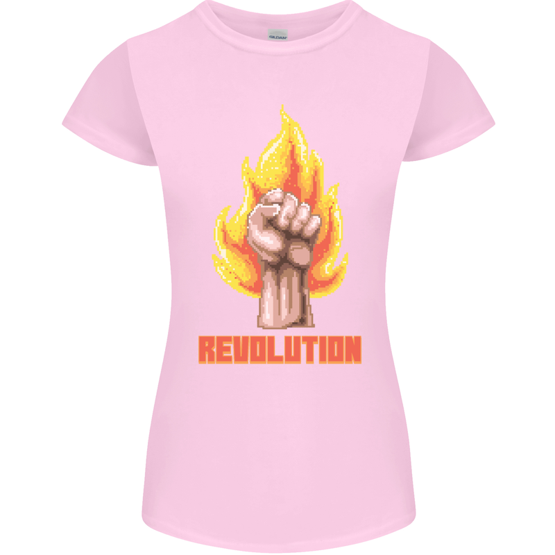 Pixelated Revolution Anarchy Anarchist 99% Womens Petite Cut T-Shirt Light Pink