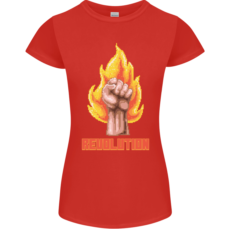 Pixelated Revolution Anarchy Anarchist 99% Womens Petite Cut T-Shirt Red