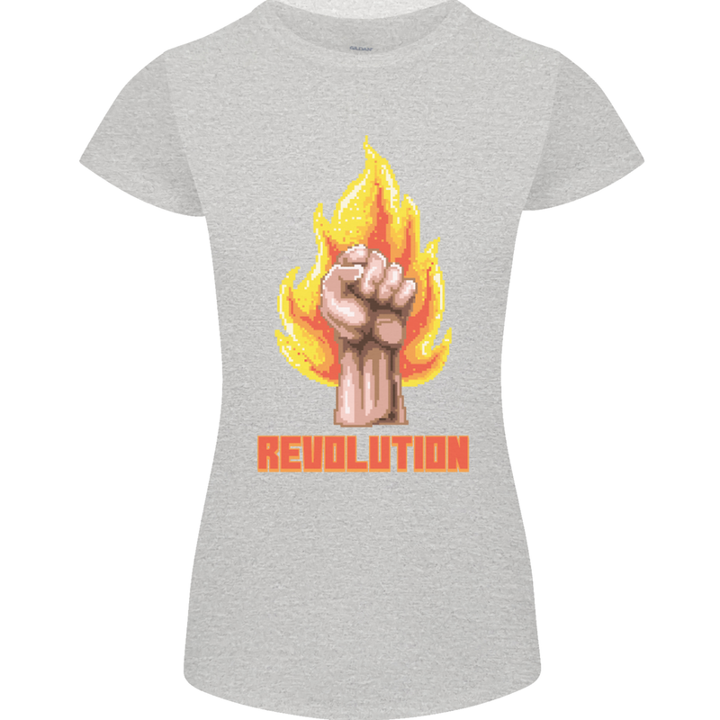 Pixelated Revolution Anarchy Anarchist 99% Womens Petite Cut T-Shirt Sports Grey