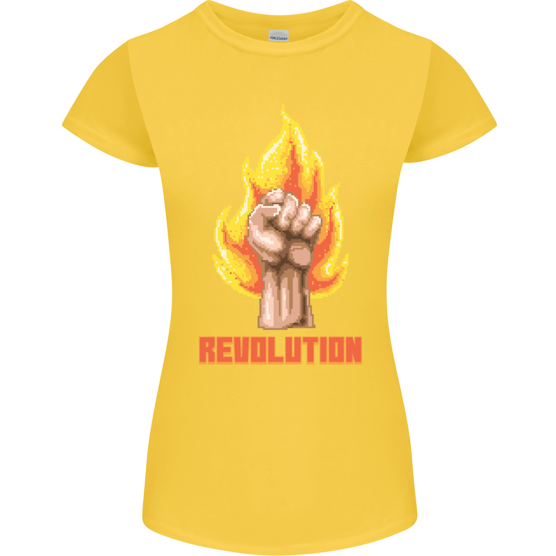 Pixelated Revolution Anarchy Anarchist 99% Womens Petite Cut T-Shirt Yellow