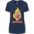 Pixelated Revolution Anarchy Anarchist 99% Womens Wider Cut T-Shirt Navy Blue