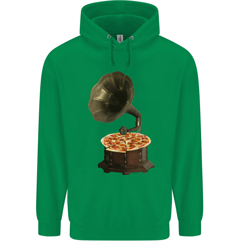 Pizza Gramophone Turntable Vinyl Records DJ Childrens Kids Hoodie Irish Green