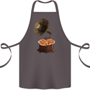Pizza Gramophone Turntable Vinyl Records DJ Cotton Apron 100% Organic Dark Grey