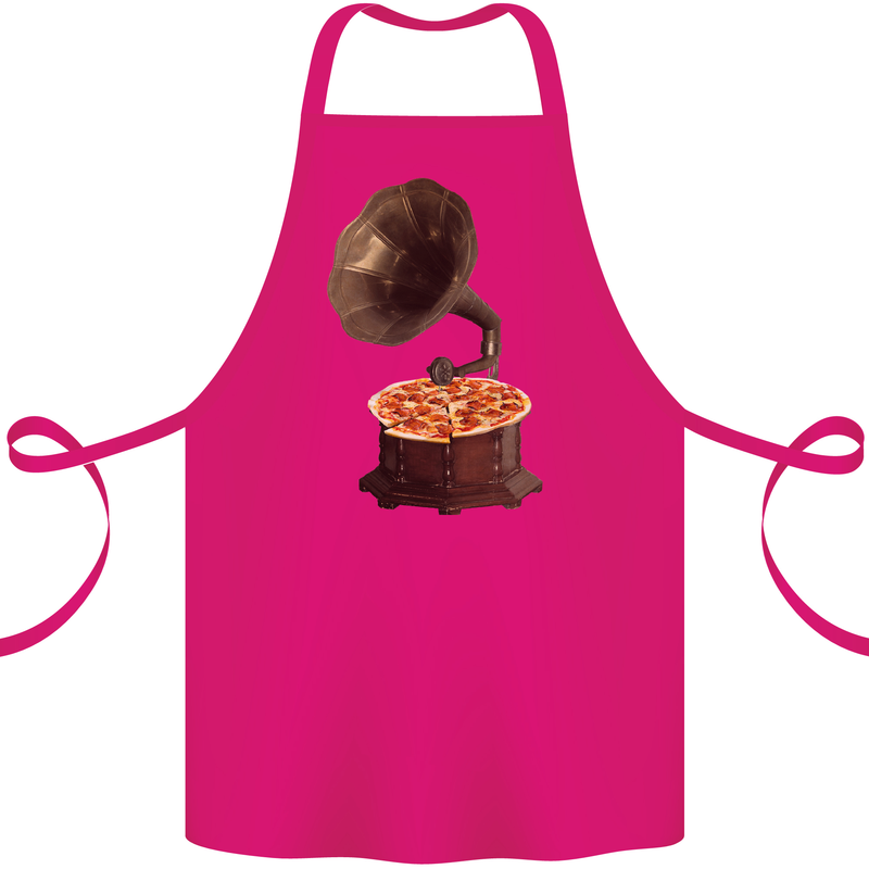 Pizza Gramophone Turntable Vinyl Records DJ Cotton Apron 100% Organic Pink