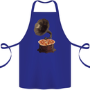 Pizza Gramophone Turntable Vinyl Records DJ Cotton Apron 100% Organic Royal Blue