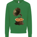 Pizza Gramophone Turntable Vinyl Records DJ Kids Sweatshirt Jumper Irish Green