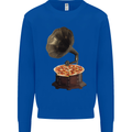 Pizza Gramophone Turntable Vinyl Records DJ Kids Sweatshirt Jumper Royal Blue