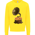 Pizza Gramophone Turntable Vinyl Records DJ Kids Sweatshirt Jumper Yellow