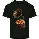 Pizza Gramophone Turntable Vinyl Records DJ Kids T-Shirt Childrens Black
